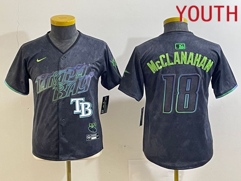 Youth Tampa Bay Rays 18 Mcclanahan Black City Edition 2024 Nike MLB Jersey style 4